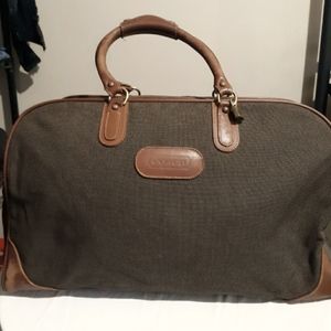 Vintage Coach extra large travel duffle bag, with brown leather trim.